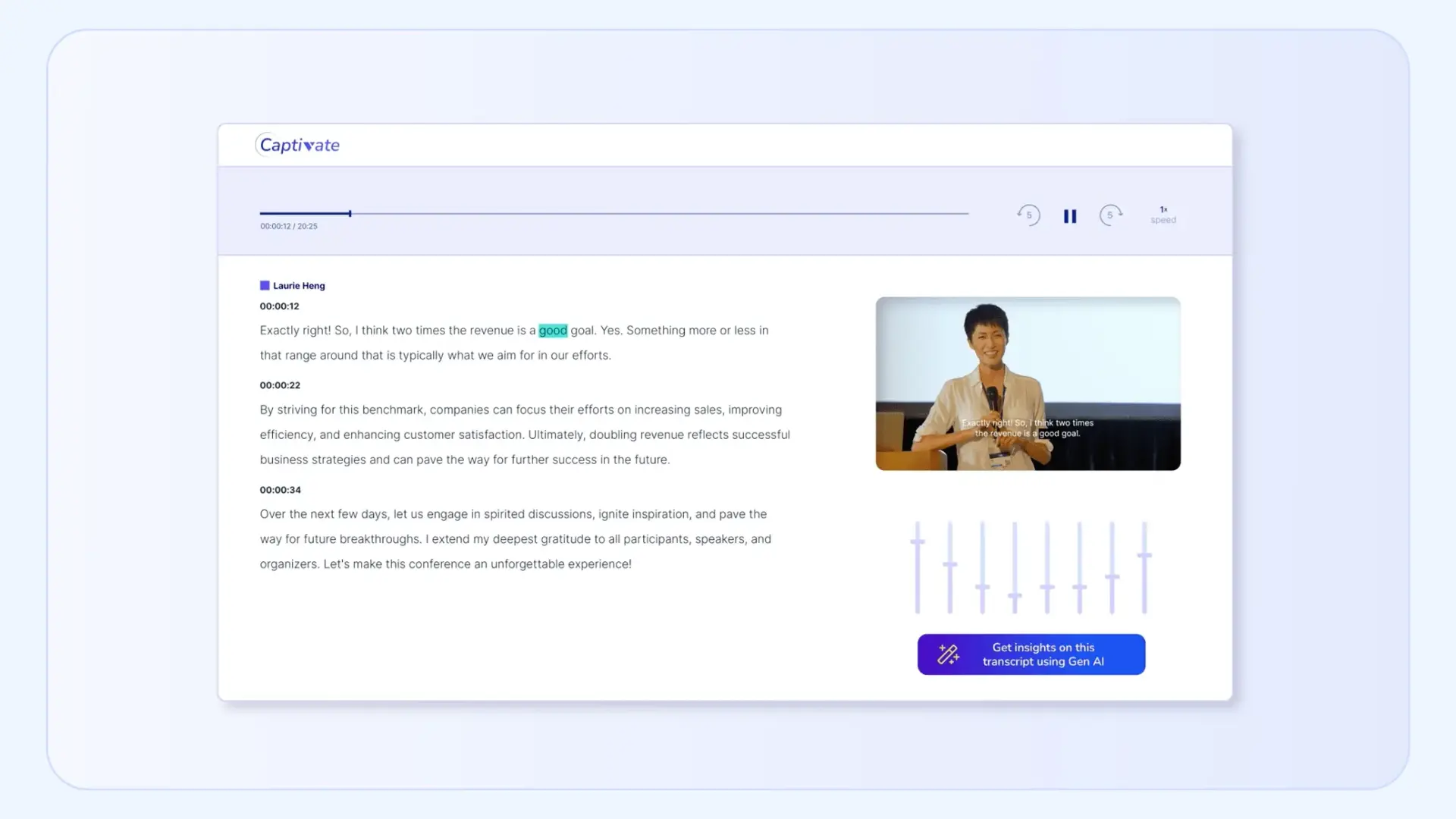 The interface of Verbit's live voice-to-text app.